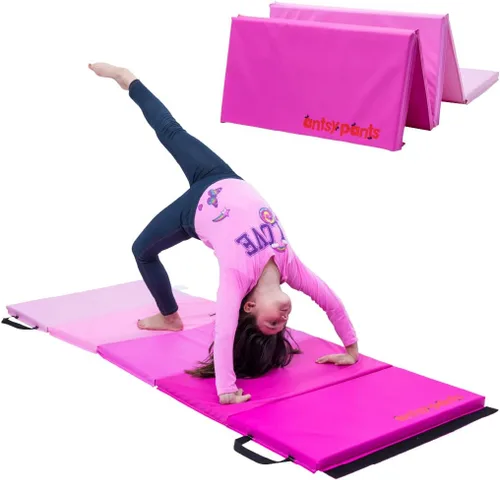 Miniatura 7 de Antsy Pants Colchoneta de gimnasia para niños, fácil de limpiar, resistente, plegable, acolchada, ligera, portátil, equipo de gimnasia para juego