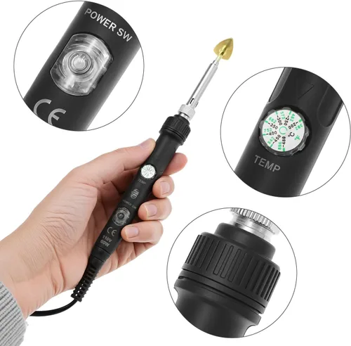 Miniatura 4 de QWORK Kit de soldadura de plástico para reparación de superficies - 80W, 110V, temperatura ajustable 392.0-896.0 °F con juego completo