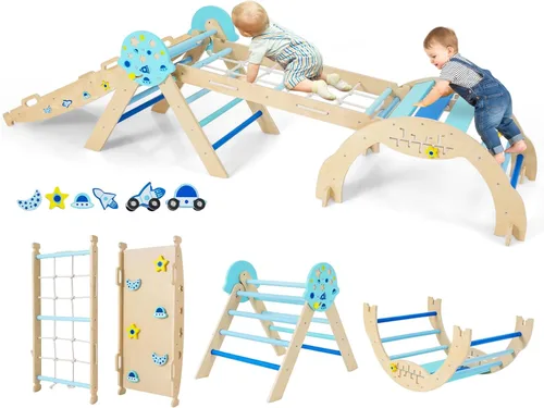 Costzon Pikler - Juego de triángulos plegables 9 en 1, juguetes de escalada para bebés, juego de escalada Montessori de madera, parque infantil,