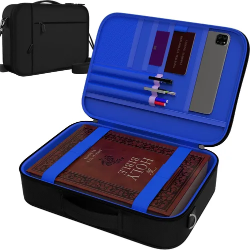 Miniatura 14 de DEHITE Funda para la Biblia para Hombres y Mujeres – Estuche para Biblia Negro Tamaño Extra Grande – Bolso de Mano – Para Libro de 11.2 x 8.4 x 1.8
