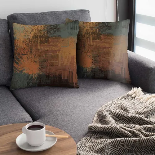 Miniatura 5 de Juego de 2 fundas de almohada, arte abstracto de 16 x 16 pulgadas, decoración del hogar, fundas de almohada cuadradas decorativas para sofá