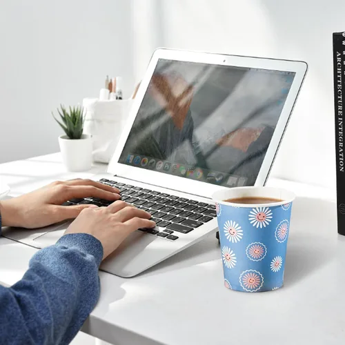 Miniatura 4 de SIUQ Paquete de 300 vasos de papel de 8 oz, tazas de café desechables, tazas de café de papel de 8 oz, coloridos vasos para bebidas calientes/frías