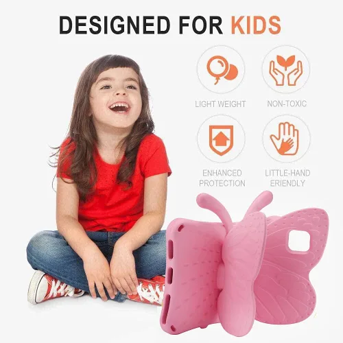 Miniatura 15 de FW Fire 7 - Funda para tablet para niños, Amazon Fire 7 2022, funda de mariposa con luz de atril, EVA, protección contra caídas, resistente, a