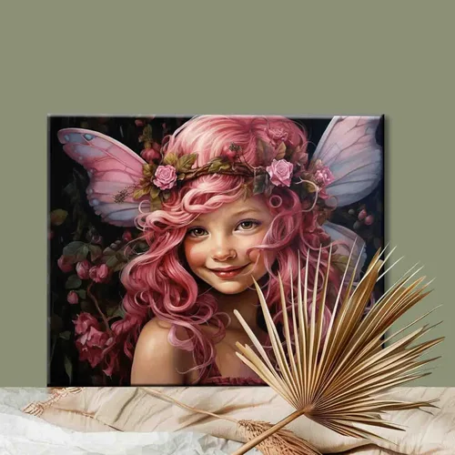 Miniatura 2 de Angel Girl - Pintura por números para adultos, corona de rosas rosadas, pintura al óleo digital, pintura acrílica, kit de pintura linda para niñas