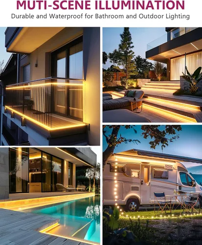 Miniatura 6 de EMITEVER COB - Tira de luces LED impermeable IP67, 2700 K, blanco cálido, para exteriores, 24 V, cinta LED de silicona regulable, iluminación