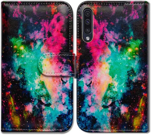 Miniatura 18 de Bcov Funda para Galaxy A50, color verde pájaro negro con tapa y ranura para tarjeta de crédito, soporte para tarjeta de identificación con función