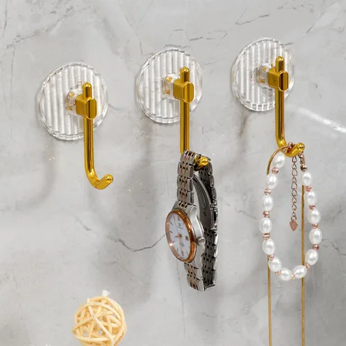 Miniatura 5 de Paquete de 6 ganchos para toallas de baño, ganchos de pared adhesivos transparentes, sin taladrar para baño y cocina