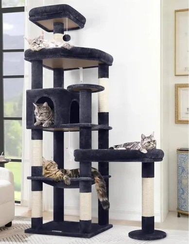 Miniatura 11 de Globlazer Árbol para Gatos de Plataforma Extra Grande, 65 pulgadas de Alto, Árbol para Gatos Resistente para Gatos de Interior Grandes Adultos