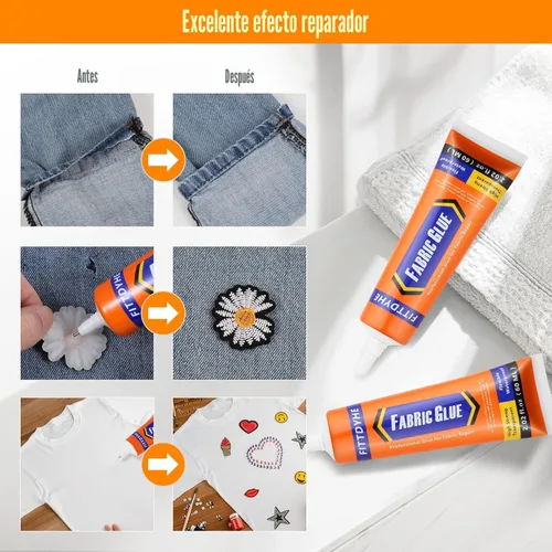 Miniatura 4 de FITTDYHE Pegamento para Tela Permanente, 60 ML Pegamento Transparente Lavable para Ropa, Súper Adhesivo para Tela para Strass, Parches, Ropa, Denim