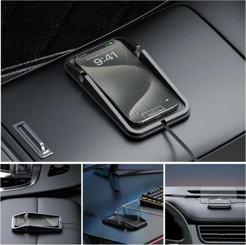 Miniatura 7 de Cargador de coche inalámbrico Almohadilla de carga, POLMXS Cargador de teléfono inalámbrico antideslizante para coche Carga inalámbrica para celular