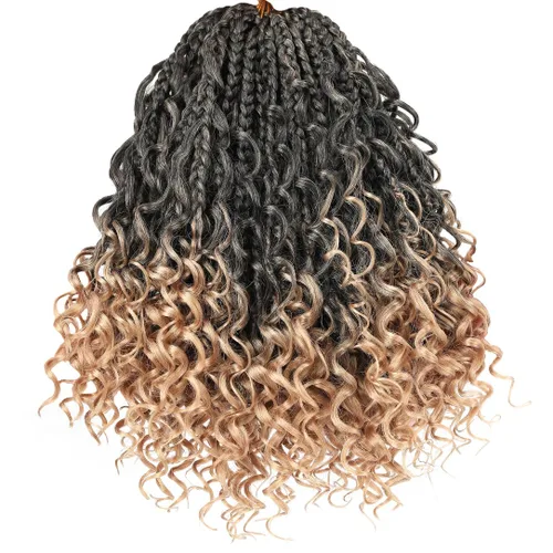 Miniatura 40 de Beverlee Goddess Box - Trenzas de ganchillo de 8 pulgadas, 8 paquetes de trenzas de ganchillo bohemias, extremos rizados, pelo sintético rizado