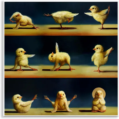 Miniatura 10 de Stupell Industries Yoga Chicks - Placa de pared divertida con diseño de animales de Lucia Heffernan, 12 x 12 pulgadas, color amarillo Chicas De Yoga