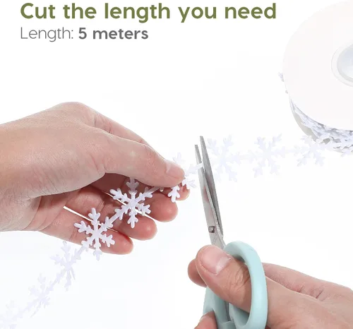 Miniatura 7 de BESTOYARD Cinta de copo de nieve de 16.4 pies con ribete de poliéster blanco para decoración de árbol de Navidad, cinta de vacaciones para envolver