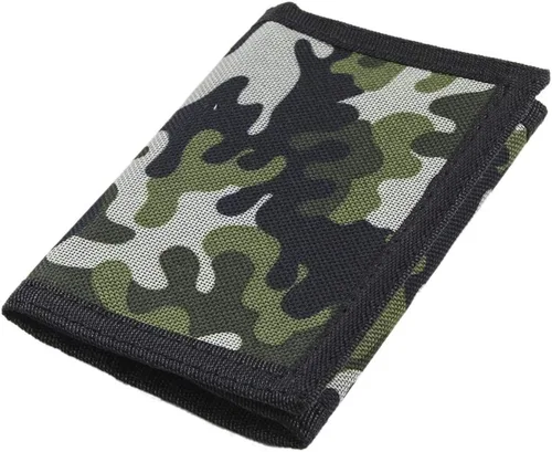 Cartera de lona triple RFID para deportes al aire libre para hombres lindo monedero con cremallera y bolsillo frontal para niños color camuflaje