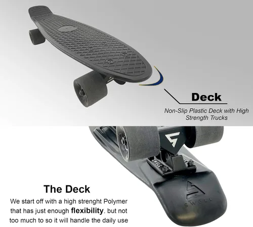 Miniatura 2 de Swell Skateboards Monopatín completo retro de plástico de 22 pulgadas y 28 pulgadas para principiantes, niños, niñas, jóvenes, adolescentes, adultos