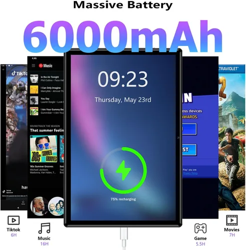 Miniatura 5 de Tabletas Android 2024, nueva tableta desbloqueada Octa-Core Android 13 con ranura para tarjeta SIM, 128 GB ROM+4 GB RAM, cámara de 10 pulgadas, 5