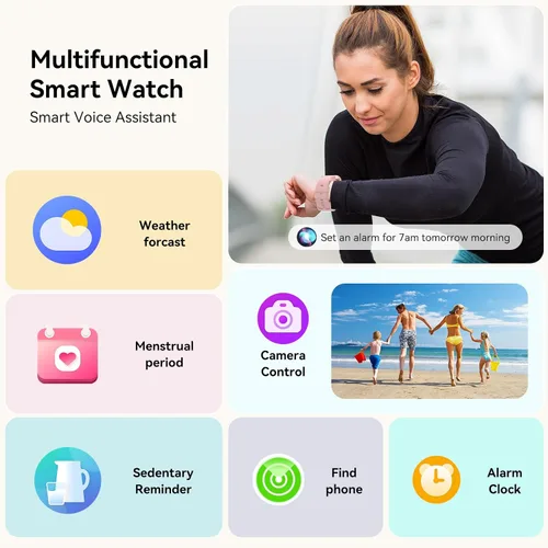 Miniatura 7 de Reloj inteligente para hombres y mujeres, rastreador de fitness HD de 1.85 pulgadas con llamadas Bluetooth, más de 120 modos deportivos, reloj