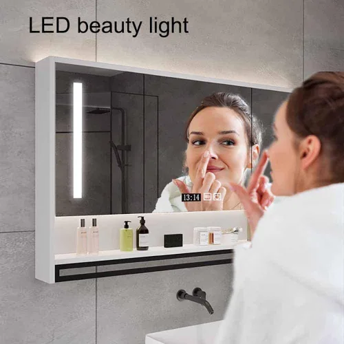 Miniatura 3 de Armario moderno de pared de baño de 40 x 30 pulgadas, gabinete inteligente con espejo de tocador con antivaho, botiquín iluminado por LED