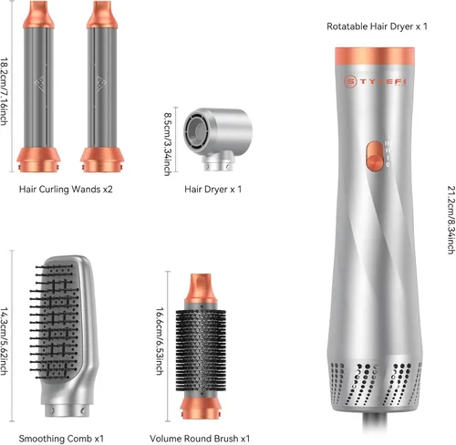 Miniatura 4 de Cepillo secador de pelo 5 en 1, cepillo secador de pelo de 110-120 V, secado rápido y 3 cepillos de cabello de aire caliente de temperaturas