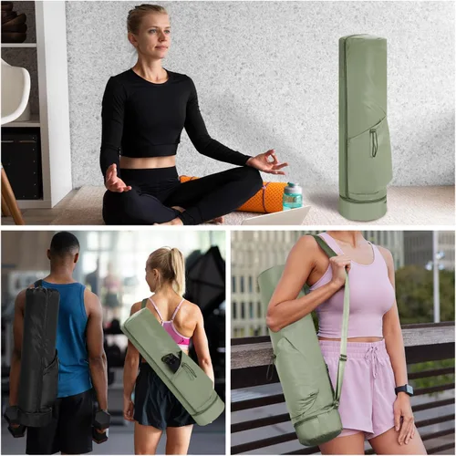 Miniatura 2 de sportsnew Bolsa para esterilla de yoga, bolsa de transporte para esterilla de yoga con cremallera completa con bolsillo para botella de agua