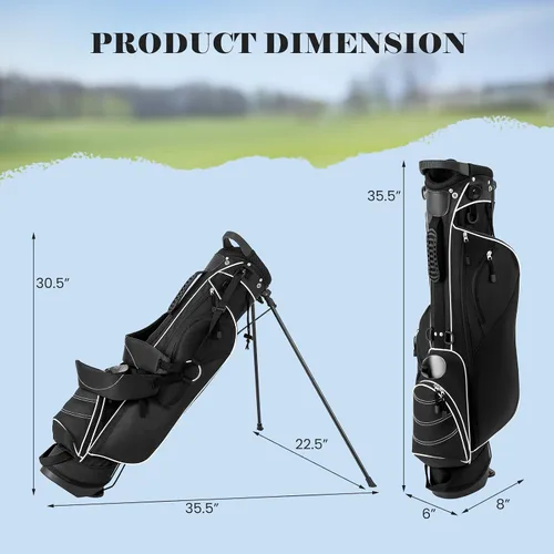 Miniatura 7 de Tangkula Bolsa de golf ligera y organizada, bolsa de hombro fácil de transportar con separadores de 4 vías y 4 bolsillos para almacenamiento Negro