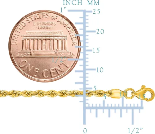 Miniatura 2 de Jewelry Affairs 14K Yellow Gold Filled Solid Rope Chain Necklace, 2.1mm