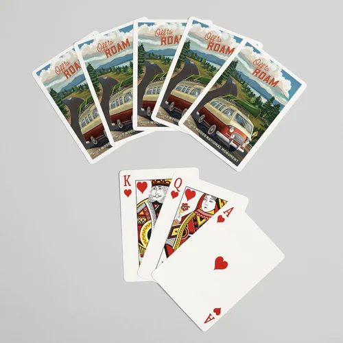 Miniatura 7 de Lantern Press Muir Woods National Monument, California, Camper Van, Off to Roam, 52 Playing Cards for Adults, Poker Size Card Deck