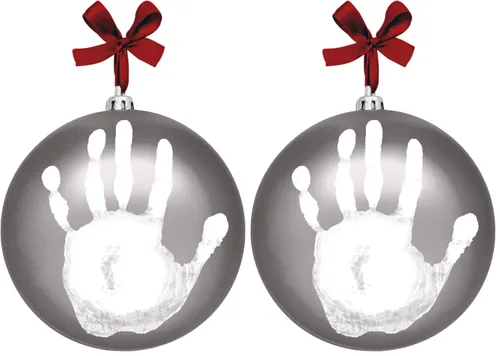 Miniatura 9 de Adorno de Bola de Huella de Mano de Bebé de Navidad, Incluye Pintura para Impresión de Bebé, Regalo de Recuerdo Navideño de Recién Nacido, Bola