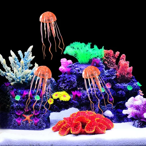 Miniatura 6 de WishLotus 2 decoraciones de medusas para pecera, adorno de plantas de medusas de simulación, decoraciones brillantes de medusas, decoraciones