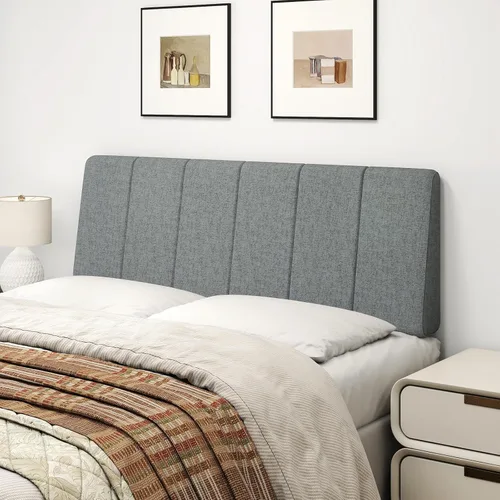 Miniatura 14 de Cabecero Tamaño Queen Solamente - Sin Ensamblaje, Cabecero Tapizado Tamaño Queen Tela de Lino Estilo Moderno Cabeceros para Cama Ajustable Negro