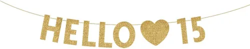 Miniatura 7 de Cartel dorado de feliz cumpleaños número 15, decoración de fiesta de niño o niña de 15 años, suministros
