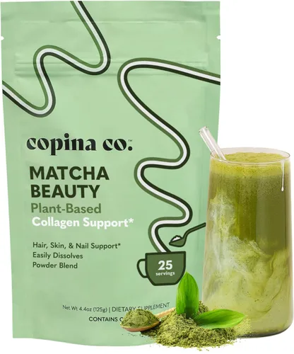 Copina Co. Matcha Beauty - Mezcla de bebida vegana de colágeno potenciador: bebida vegana cremosa con soporte de colágeno a base de plantas, sabor