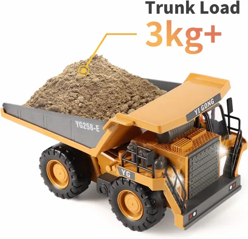 Miniatura 7 de DDAI Camión volquete de construcción a control remoto - Juguetes de camión volquete RC - Juguetes de construcción - Camión RC Juguetes para niños