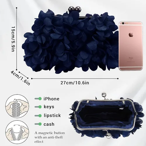 Miniatura 3 de JAMBHALA Bolsos de mano de noche con apliques florales, pequeños monederos de embrague para mujer