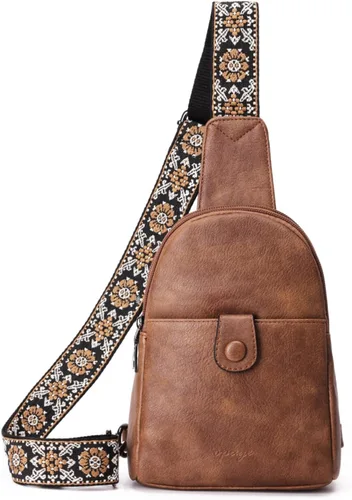 Miniatura 7 de OPAGE Small Sling Bag for Women, Leather Fanny Pack Crossbody Bag for Women Trendy Chest Bag with Adjustable Strap for Travel