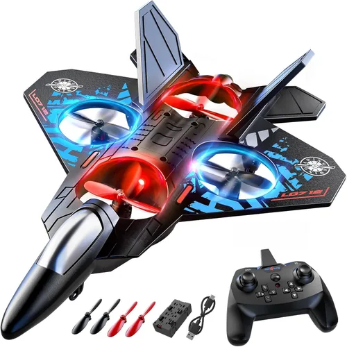 Avión de control remoto de espuma MSKOLER para niños de 8 a 12 años, avión RC de 2.4 GHz con luces coloridas, volteretas de 360° y giros