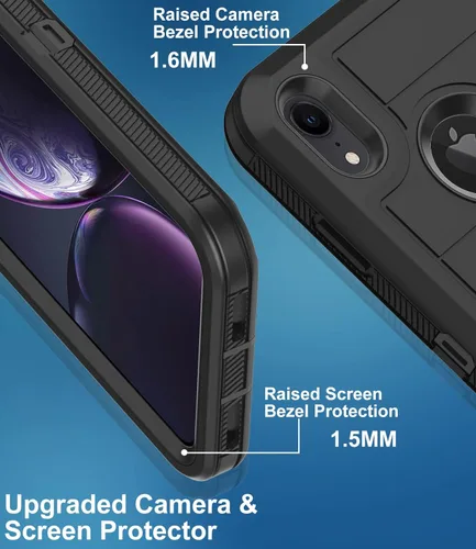 Miniatura 4 de Funda para iPhone XR, con protector de pantalla integrado, protección resistente contra caídas, cuerpo completo, a prueba de golpes, a prueba