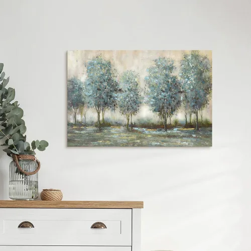 Miniatura 5 de Lienzo de pintura de árbol, arte de pared, bosque texturizado, paisaje, naturaleza, árboles, paisaje, ilustración, dormitorio, sala de estar