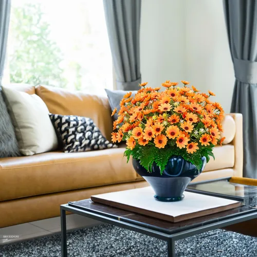 Miniatura 3 de 8 paquetes de girasoles artificiales que no se decoloran, plantas de otoño, flores falsas para mamás, flores para exteriores, resistentes a