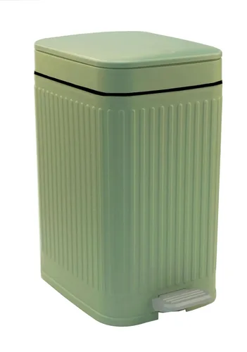 Feisco Cubo de basura pequeño con tapa, cubo de basura pequeño para baño con pedal y tapa tipo prensa, cubo de basura delgado para cocina, baño,