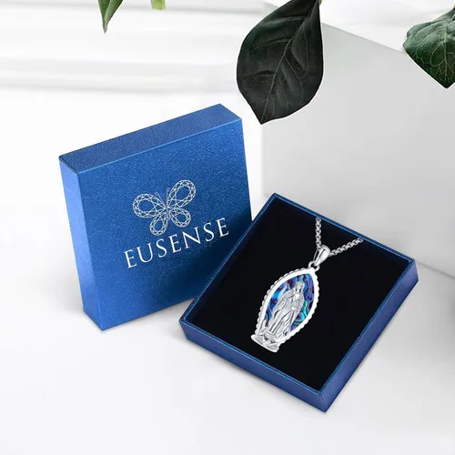 Miniatura 126 de Eusense San Miguel San Cristóbal San Benito San Judas Virgen María Collar chapado en oro 925 joyería religiosa para hombres y mujeres, collar