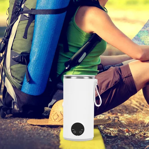 Miniatura 5 de Hervidor eléctrico portátil recargable – Hervidor eléctrico de viaje de 13.5 fl oz, con agitador giratorio, mini hervidor de té de acero inoxidable
