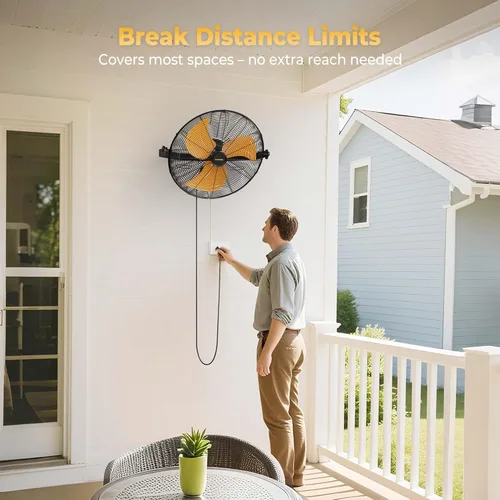 Miniatura 4 de CAMMOO Ventilador de montaje en pared de 18 pulgadas, cable de alimentación extendido de 6.6 pies, ajuste de inclinación de 360°, ventilador