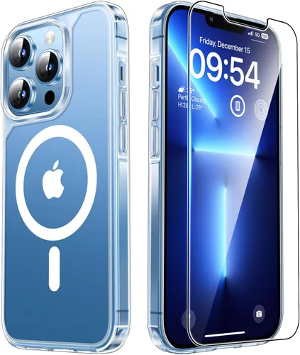 Miniatura 86 de TAURI Funda magnética 2 en 1 transparente para iPhone 14 Pro, compatible con Magsafe [no amarillenta] con protector de pantalla, protección de grado