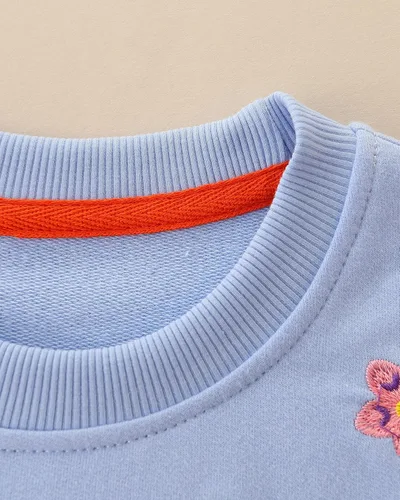 Miniatura 5 de HILEELANG Sudaderas de algodón para niña, estilo casual, cuello redondo, manga larga, suéter