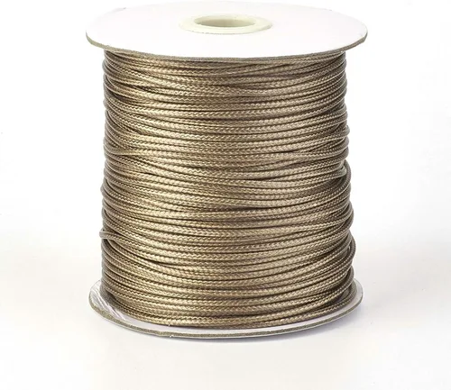 Miniatura 51 de Cordón de poliéster encerado coreano de 100 yardas, hilo de cordón trenzado beige para collar, cuerda de alambre de 0.079 pulgadas con carrete