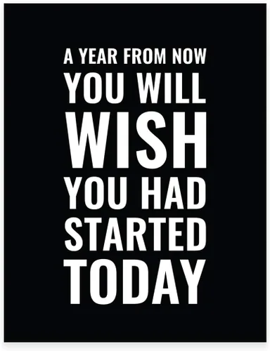 Andaz Press Colección de arte de pared Gym Fitness, 8.5 x 11 pulgadas, impresión de póster con texto en inglés "A Year From Now You Will Wish You