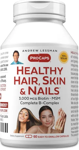 ANDREW LESSMAN Cabello saludable, piel y uñas, 60 cápsulas – 3000 mcg de biotina de alta bioactividad, complejo B. Promueve una piel hermosa, uñas