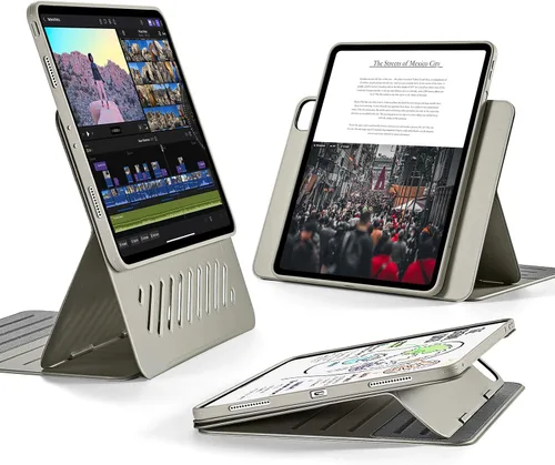 Miniatura 12 de ESR Funda para iPad Pro 12.9 (6ª/5ª generación, 2022/2021), cubierta magnética extraíble, soporte ajustable para vertical/paisaje con vista de Marrón