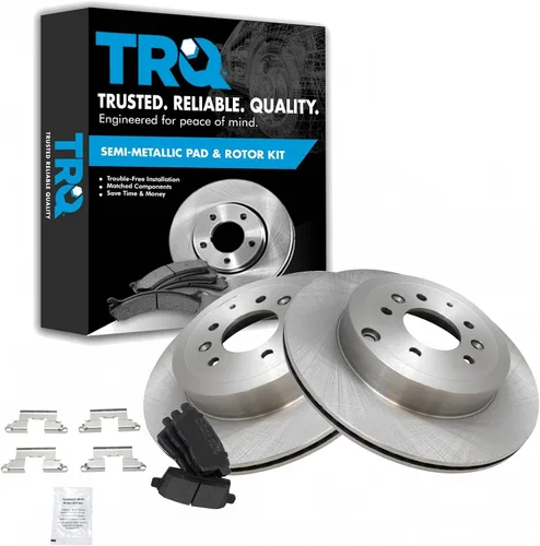 Miniatura 72 de TRQ Juego de pastillas de freno semimetálicas traseras y rotores compatibles con Chevrolet Trailblazer 02-06 Trailblazer EXT 04-06 SSR 02-07 GMC